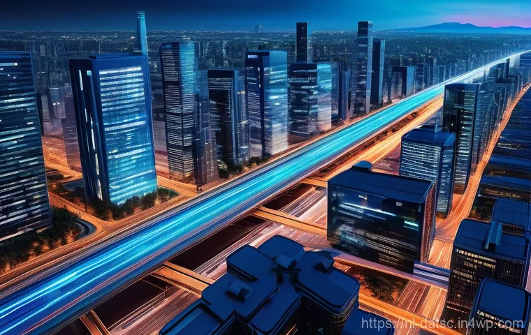 데이터베이스 성능 향상을 위한 정책 설정 - **Prompt for Connection Pooling:**
"A vibrant, futuristic digital city scape at dusk, seen from ...