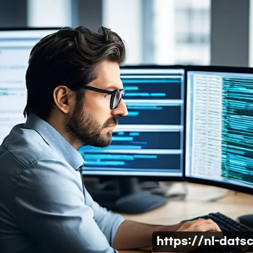 SQL 쿼리 최적화 실패 사례 분석 - **A developer's frustration with tangled database queries.**
"A highly detailed, realistic image...