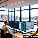 Home 17 효율적인 데이터베이스 연결 관리 방법 - A modern office environment showing a diverse team of Dutch software engineers collaborating around ...